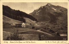 VINTAGE POSTCARD Road of Clusaz to the collar of Aravis the peak of L Slack