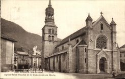 VINTAGE POSTCARD Thones Church Saint Maurice and the War memorial