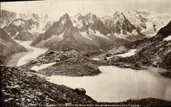 VINTAGE POSTCARD the white lake and the chain of Mont Blanc seen from to the top of Flegere