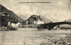 VINTAGE POSTCARD the Chain of Mont Blanc and the Bridge of Martin Saint