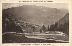 VINTAGE POSTCARD High Savoy Road of the Collar of Aravis laces on Giettaz and Mont Blanc