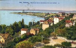 VINTAGE POSTCARD Thonon Boulevard of the Cornice and the Lake Leman