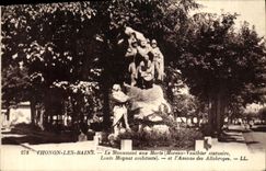 VINTAGE POSTCARD Thonon Les Bains the War memorial and L Avenue of Allobroges Militaria