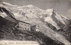 Plan de Chamonix de la POSTAL de la VENDIMIA de L interruptores y Mont Blanc