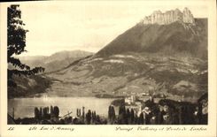 VINTAGE POSTCARD Annecy Duingt Balloire and Dents of Lanfon