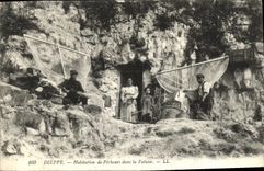 La vivienda de Dieppe de la POSTAL de la VENDIMIA de pecadores en acantilado sinned