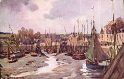 VINTAGE POSTCARD Port In Bessin has Mar Basse Boats