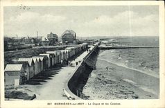 VINTAGE POSTCARD Bernieres On Sea the Dam and Cabins