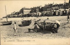 VINTAGE POSTCARD Langrune Boats On the Beach