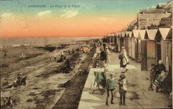 VINTAGE POSTCARD Langrune the Beach and the Dam Children Hotel of the small paradise