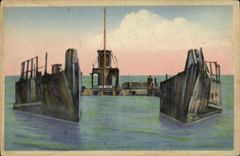 VINTAGE POSTCARD Saint Aubin On Mer Let us bridge Militaria tank