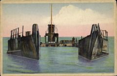 VINTAGE POSTCARD St Aubin Pontoon of Militaria tanks