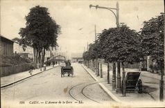 VINTAGE POSTCARD Caen L Avenue of the Station