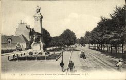 VINTAGE POSTCARD Caen Monument of the Children of the Apple brandy and the boulevard