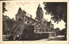 VINTAGE POSTCARD Caen Old woman Church St Martin