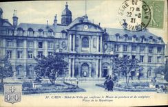 VINTAGE POSTCARD Caen Town hall Which Contains the museum of painting and sculpture