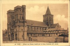 VINTAGE POSTCARD Caen Abbey With the Ladies Rested By the Mathilde Queen