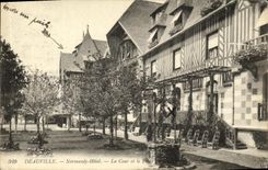 VINTAGE POSTCARD Deauville Normandy Hotel Court and the well