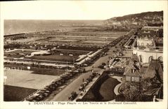 VINTAGE POSTCARD Deauville the Flowered Beach Tennis and the Cornuche Boulevard