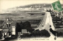 VINTAGE POSTCARD Deauville the Terrace and Trouville