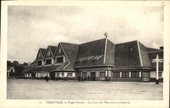 VINTAGE POSTCARD Deauville the Beach Flowered Train station