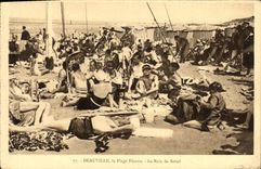 VINTAGE POSTCARD Deauville the Flowered Beach the Sun Bath