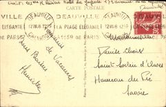 VINTAGE POSTCARD Deauville the Flowered Beach the Sun Bath