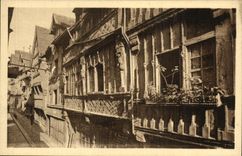 VINTAGE POSTCARD Lisieux Old Manor Street with the boilermen