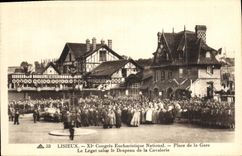VINTAGE POSTCARD Lisieux 11th Congers Eucharistique National Places station the legate greets the flag of the cavalry
