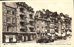 VINTAGE POSTCARD Lisieux Places Victor Hugo and L Hotel of the Old Manor