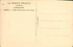 VINTAGE POSTCARD Lisieux Vielles Houses Places Hugo