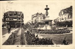 VINTAGE POSTCARD Deauville the Flowered Beach Morny Place