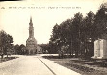 CPA Deauville Plage Fleurie L Eglise et Le Monument aux Morts 