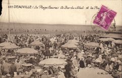 VINTAGE POSTCARD Deauville the Flowered Beach the bar of the sun and the beach