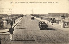 VINTAGE POSTCARD Deauville the Flowered Beach Street Gontaut Biron and Tennis