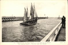 VINTAGE POSTCARD Deauville the Flowered Beach the Pier and the Channel Boat