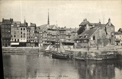 VINTAGE POSTCARD Honfleur Sainte Catherine Lieutenance Boat
