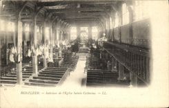 VINTAGE POSTCARD Interior Honfleur of L Church Sainte Catherine