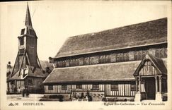 VINTAGE POSTCARD Honfleur Church co  Catherine Vue D together