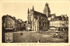 VINTAGE POSTCARD Falaise Places Market and Church Gervais Saint