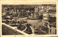 Jardines de Cabourg de la POSTAL de la VENDIMIA del casino y de los chalets