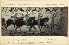 POSTAL Bayeux Tapisserie de la VENDIMIA de la reina de Matilde que la batalla S contrata