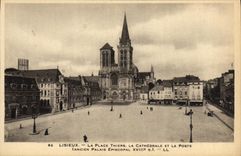 POSTAL Lisieux de la VENDIMIA el lugar de Thiers la catedral y La Poste