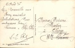 La POSTAL Trouville de la VENDIMIA la playa tiene alta marea