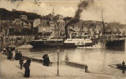 Salida de Trouville de la POSTAL de la VENDIMIA del barco de los tambores de Le Havre