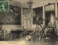 Sala de estar del paladar de Compiegne de la POSTAL de la VENDIMIA de la música