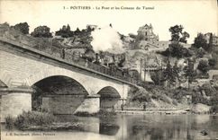 VINTAGE POSTCARD Poitiers the Bridge and the Slopes of the Tunnel Steam train