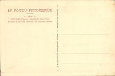 VINTAGE POSTCARD Poitiers Cathedral Saint bPierre Tympanum of the central Gate the last judgment