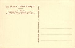 VINTAGE POSTCARD Poitiers Cathedral Saint Pierre Tympanum of the Southern Gate History of Thomas Saint