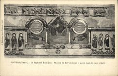 VINTAGE POSTCARD Poitiers the Holy Baptistry Jean Painting of 13th on the high part of the Eastern wall